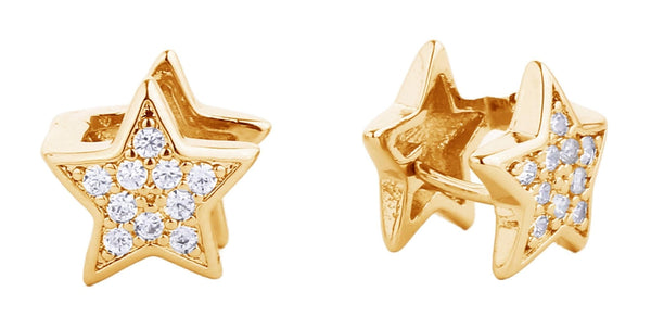 SJE310502 14K Dipped Star Huggie Earrings - MiMi Wholesale