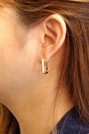 SJE310519 14K Dipped CZ Paved Rectangle Hoop Earrings - MiMi Wholesale