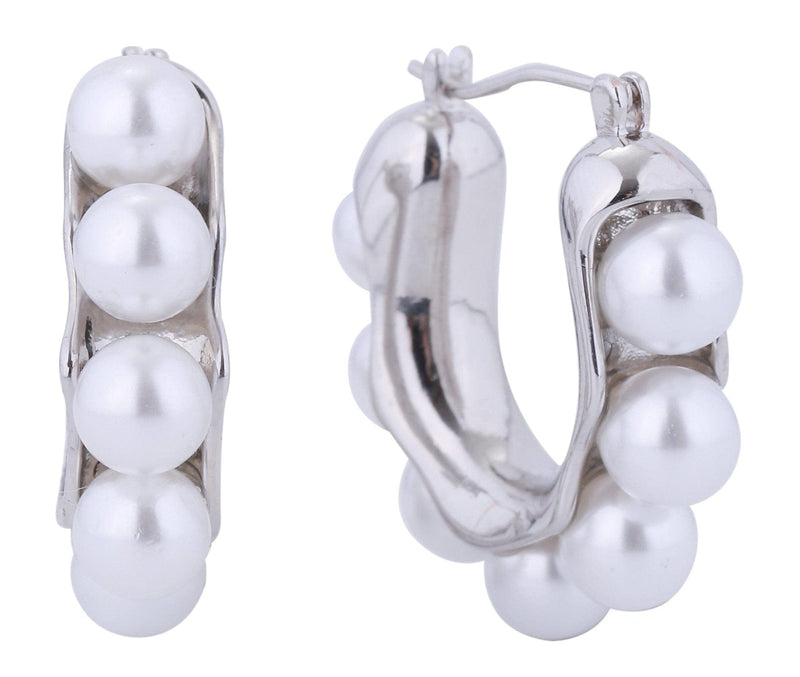 SJE310526 14K U Shaped Pearl Pincatch Earrings - MiMi Wholesale