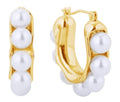 SJE310526 14K U Shaped Pearl Pincatch Earrings - MiMi Wholesale