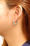 SJE310529 14K Dipped Hoop Cz Paved Earrings - MiMi Wholesale