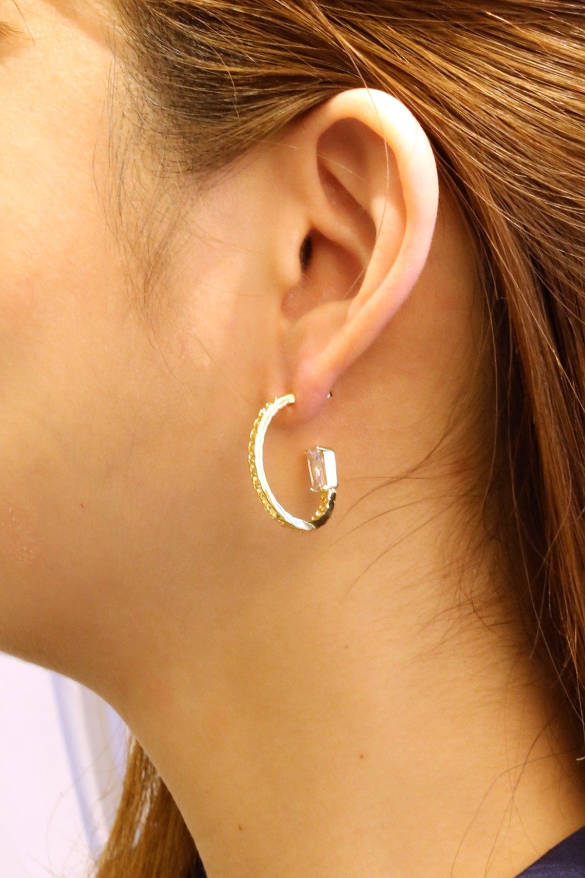 SJE310540 14K Curved CZ Pave Post Earrings - MiMi Wholesale