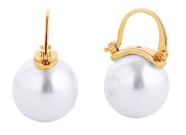 SJE310561 14K Pearl Pincatch Earrings - MiMi Wholesale