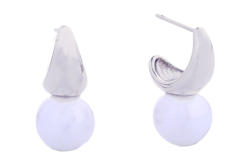 SJE310570 14K Pearl Moon Post Earrings - MiMi Wholesale