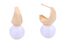 SJE310570 14K Pearl Moon Post Earrings - MiMi Wholesale