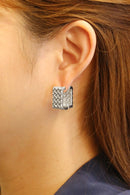 SJE310576 14K Pattan Texture Huggie Earrings - MiMi Wholesale