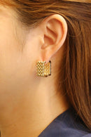 SJE310576 14K Pattan Texture Huggie Earrings - MiMi Wholesale