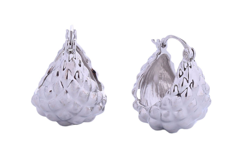 SJE310593 14K Bumpy Rocky Pincatch Earrings - MiMi Wholesale