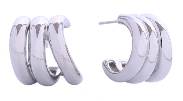 SJE310594 14K Mini Triple Hoop Post Earrings - MiMi Wholesale