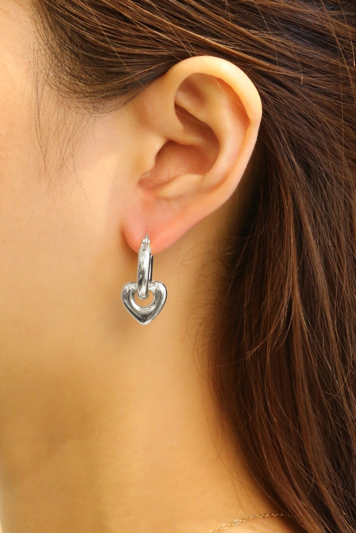 SJE310617 14K Link Heart Pincatch Earrings - MiMi Wholesale