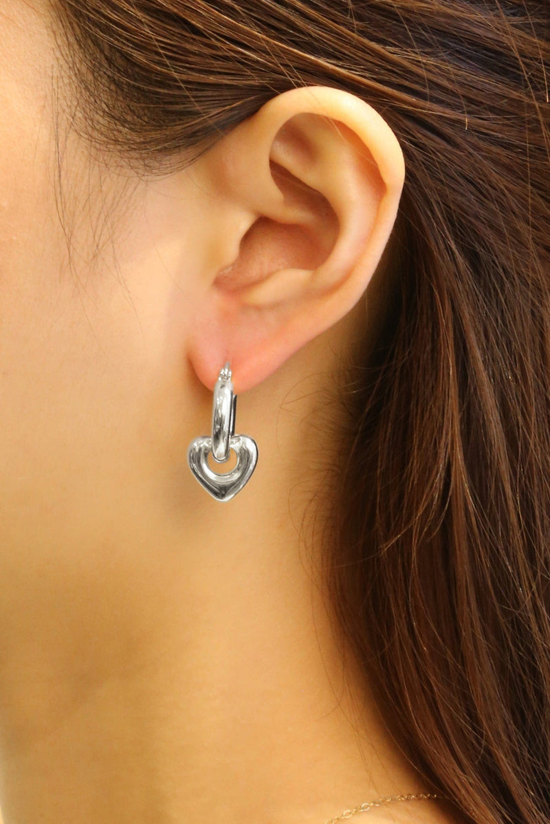 SJE310617 14K Link Heart Pincatch Earrings - MiMi Wholesale