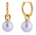 SJE310647 14K Pearl Dangle Huggie Earrings - MiMi Wholesale