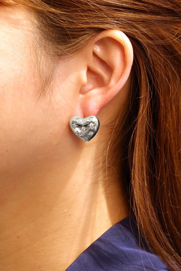 SJE310651 14K Puffy Heart Post Earrings - MiMi Wholesale