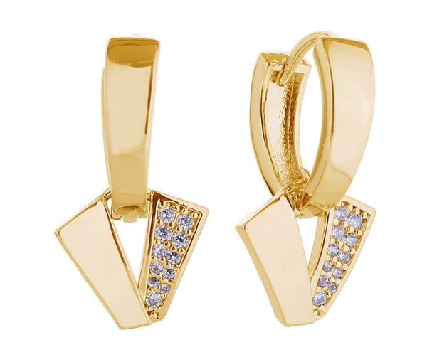 SJE310655 14K Triangle Dangle Huggie Earrings - MiMi Wholesale