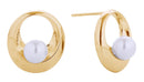 SJE310665 14K Inner Circle Pearl Post Earrings - MiMi Wholesale