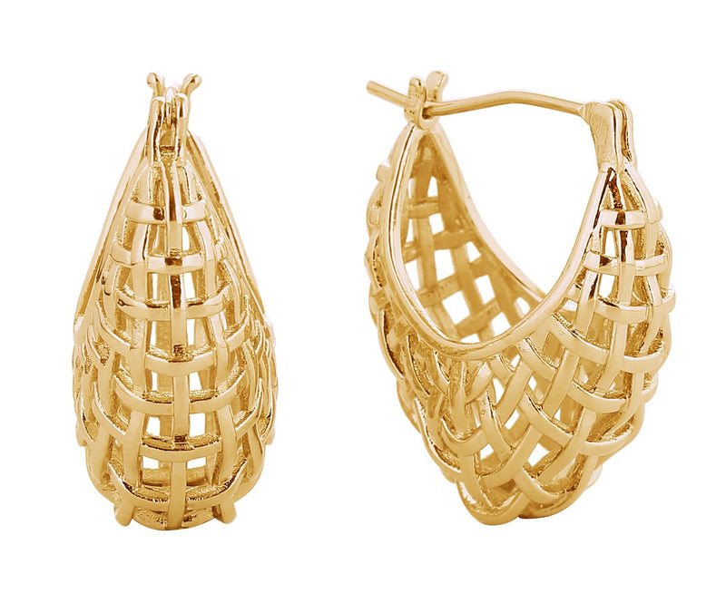 SJE310668 14K Basketweave Pincatch Earrings - MiMi Wholesale