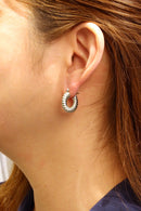 SJE310674 14K Ridged Hoop Pincatch Earrings - MiMi Wholesale