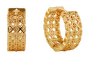 SJE310734 14K Woven Cut Huggie Hoop Earrings - MiMi Wholesale