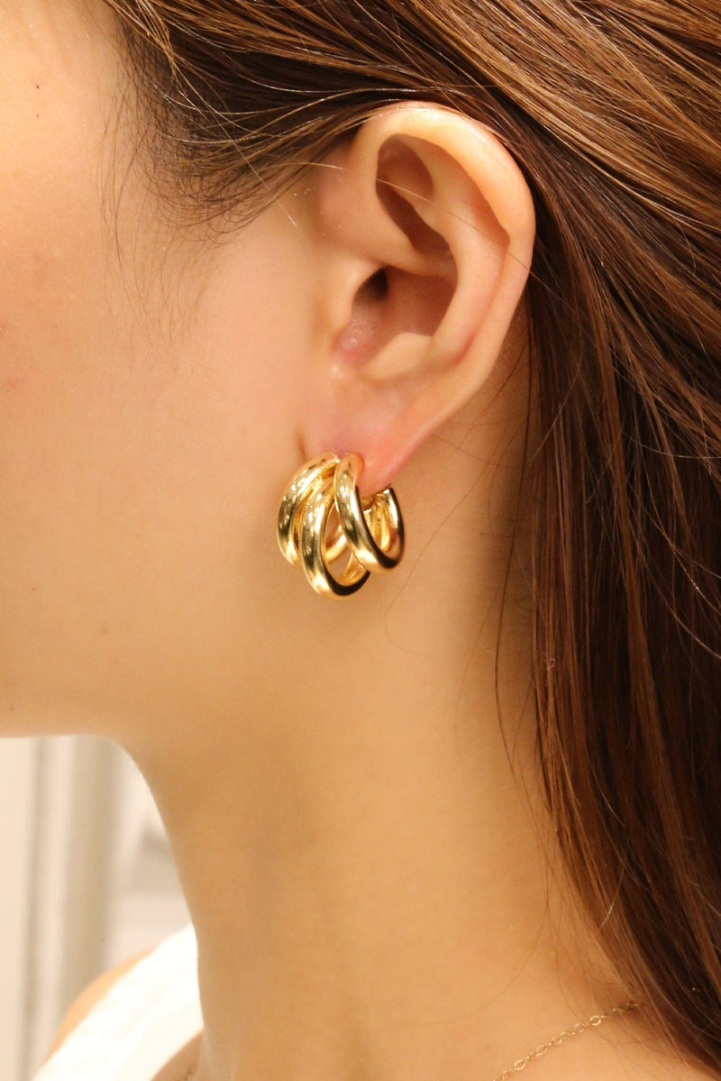 SJE310745 14K Trio Loop Post Earrings - MiMi Wholesale