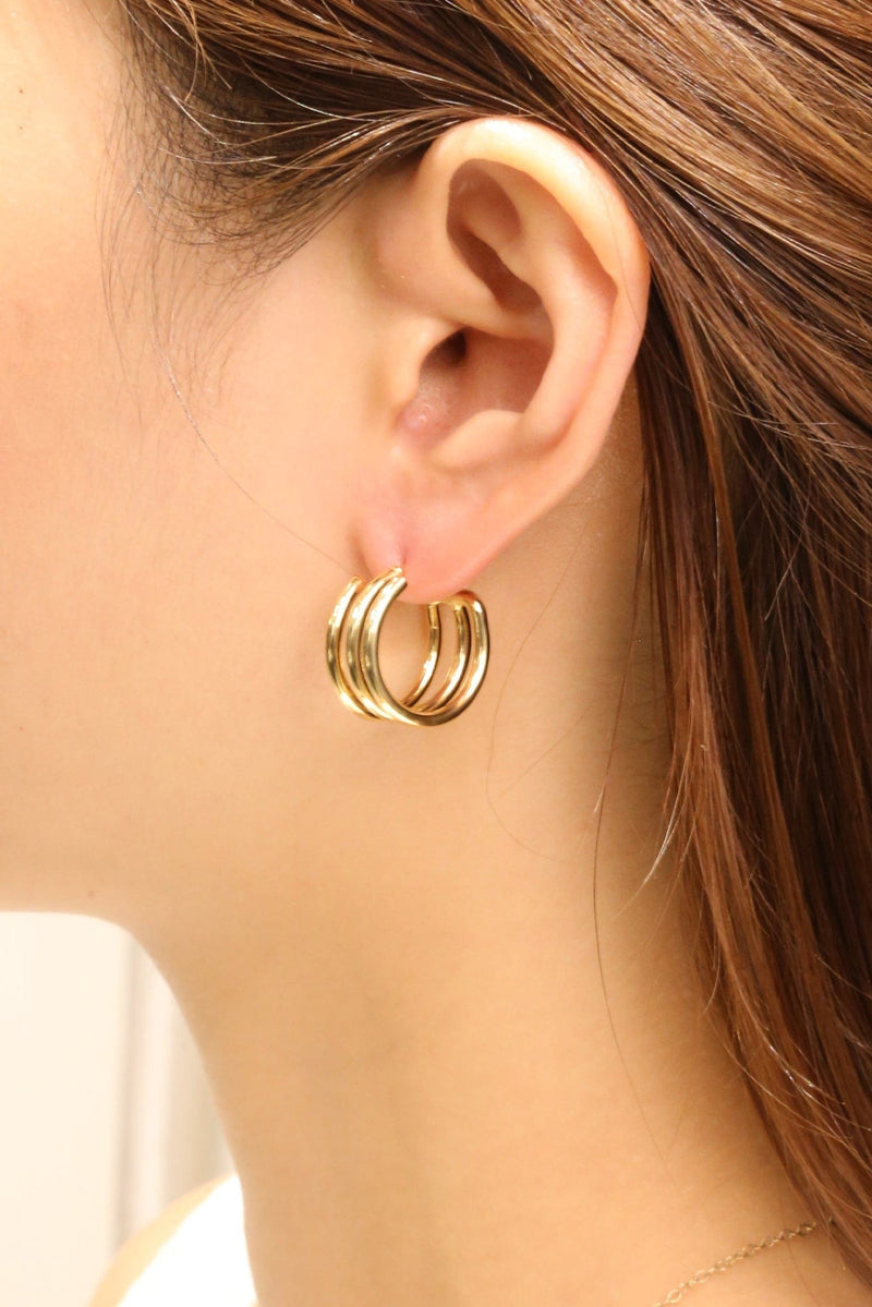 SJE310748 14K Triple Circle Post Earrings - MiMi Wholesale