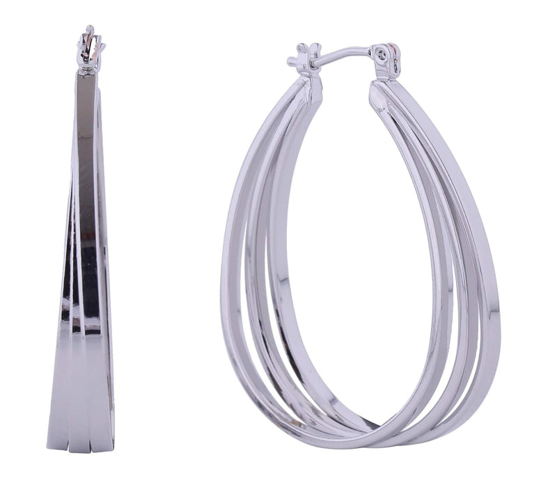 SJE310751 14K Triple Oval Hoop Pincatch Earrings - MiMi Wholesale