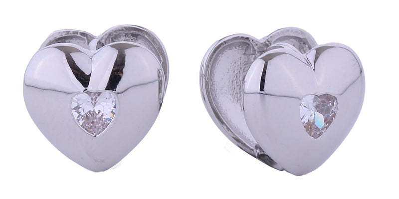 SJE310765 14K Double Heart Huggie Earrings - MiMi Wholesale