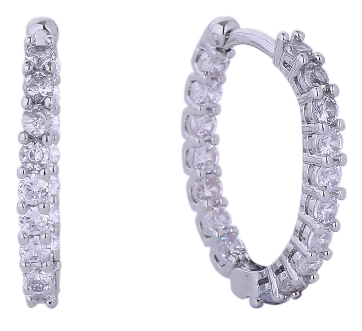 SJE310790 14K Inside Out Pave CZ Huggie Hoop Earrings - MiMi Wholesale