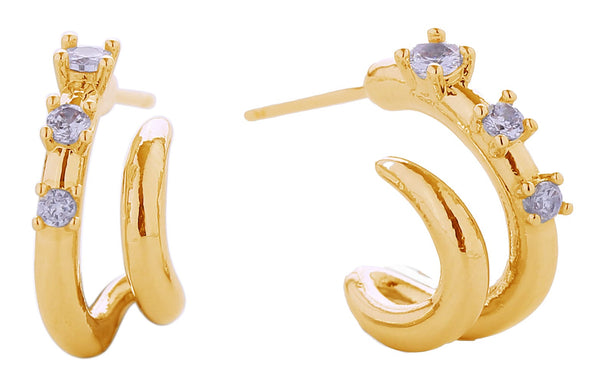 SJE310797 14K Claw Studded Hoop Post Earrings - MiMi Wholesale