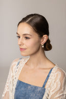 SJE310926 14K Flower Crystal Top Pearl Post Earrings - MiMi Wholesale