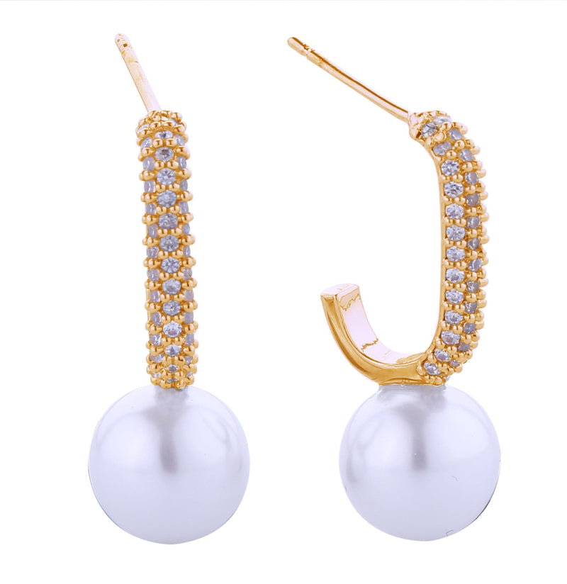 SJE310929 14K Glamorous Link Pearl Post Earrings - MiMi Wholesale