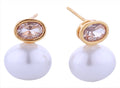 SJE310930 14K Dipped CZ Sparkle Pearl Post Earrings - MiMi Wholesale