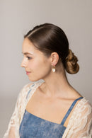 SJE310933 14K Woven CZ Pearl Heart Post Earrings - MiMi Wholesale