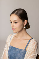 SJE310933 14K Woven CZ Pearl Heart Post Earrings - MiMi Wholesale