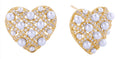 SJE310933 14K Woven CZ Pearl Heart Post Earrings - MiMi Wholesale