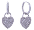 SJE310936 14K Crystal Heart Drop Huggie Earrings - MiMi Wholesale