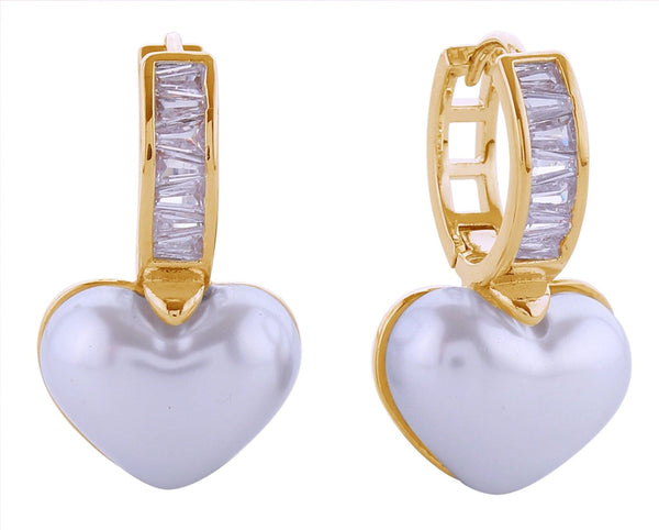 SJE310938 14K Dipped Pearl Heart Drop Earrings - MiMi Wholesale