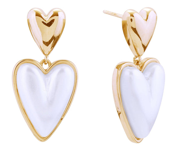 SJE310942 14K Duo Loving Heart Post Earrings - MiMi Wholesale