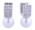 SJE310943 14K Dipped Square CZ Pearl Drop Earrings - MiMi Wholesale