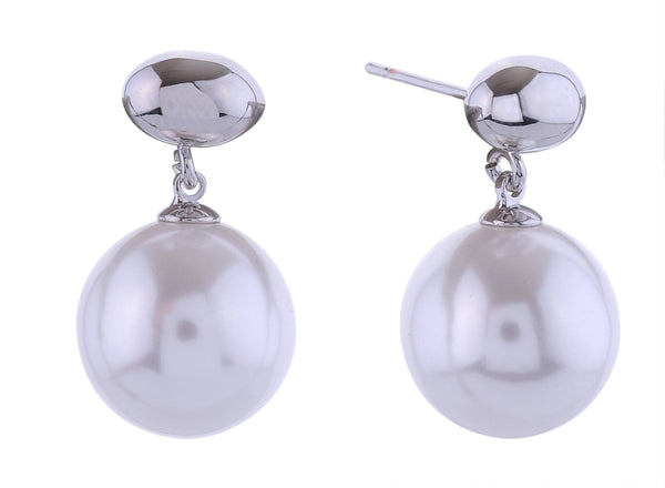 SJE310944 14K Mini Bean Pearl Drop Post Earrings - MiMi Wholesale