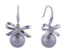 SJE310955 14K Ribbon Pearl Drop Post Earrings - MiMi Wholesale