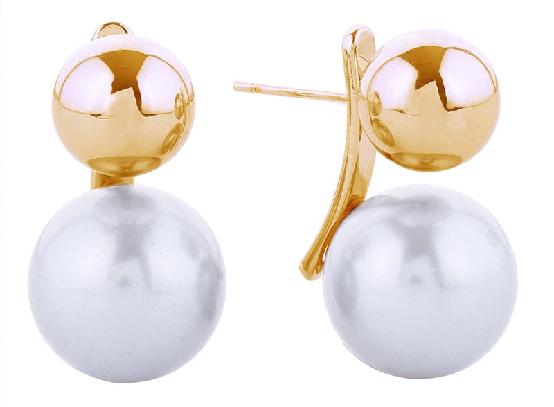 SJE310957 14K Pearl Ball Drop Post Earrings - MiMi Wholesale