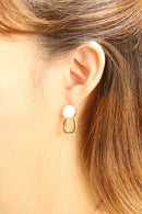 SJE310958 14K Duo Button Drop Post Earrings - MiMi Wholesale