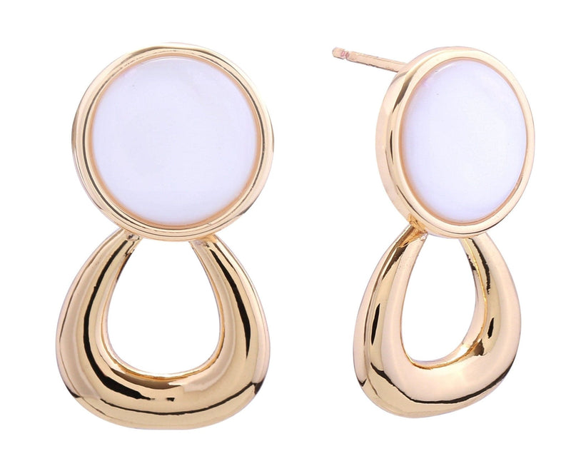 SJE310960 14K Duo Button Drop Post Earrings - MiMi Wholesale