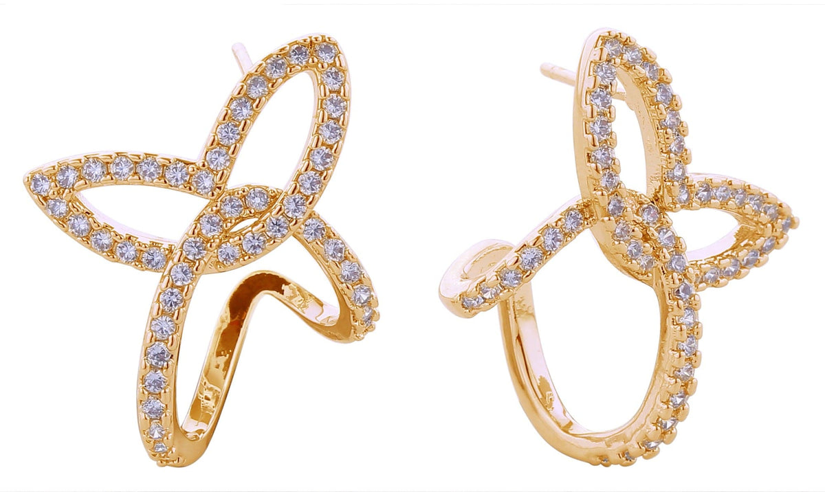 SJE310965 14K Cutout Paved CZ Post Earrings - MiMi Wholesale