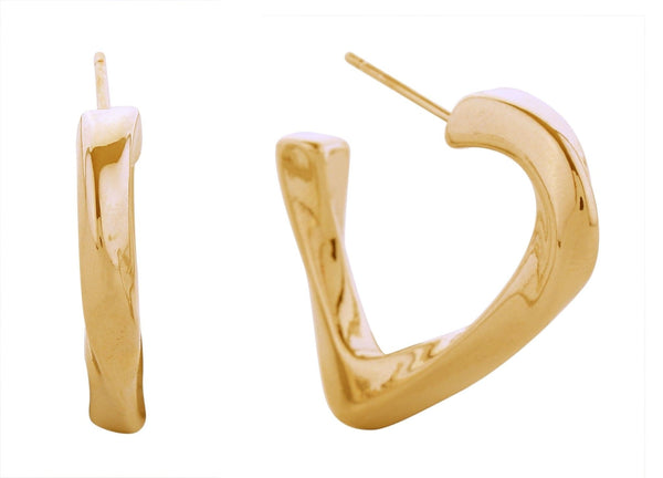 SJE310968 14K Twisted Triangle Post Earrings - MiMi Wholesale