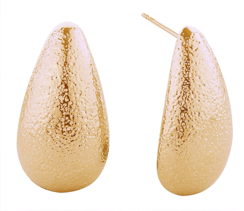 SJE310982 14K Glitter Texture Teardrop Post Earrings - MiMi Wholesale