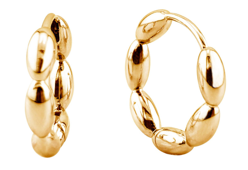 SJE310995 14K Link Beans Hoop Earrings - MiMi Wholesale