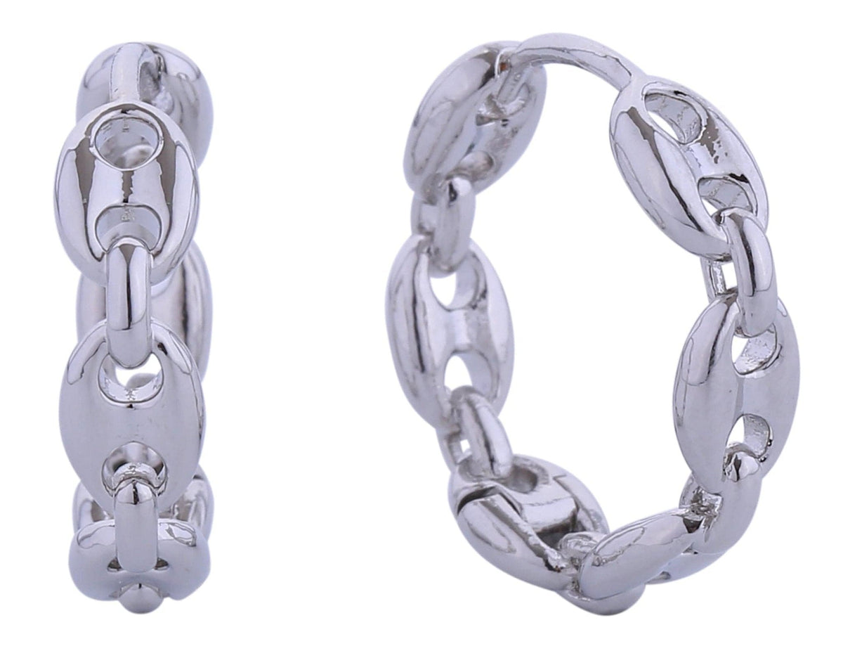 SJE311002 14K Farandole Link Huggie Hoop Earrings - MiMi Wholesale