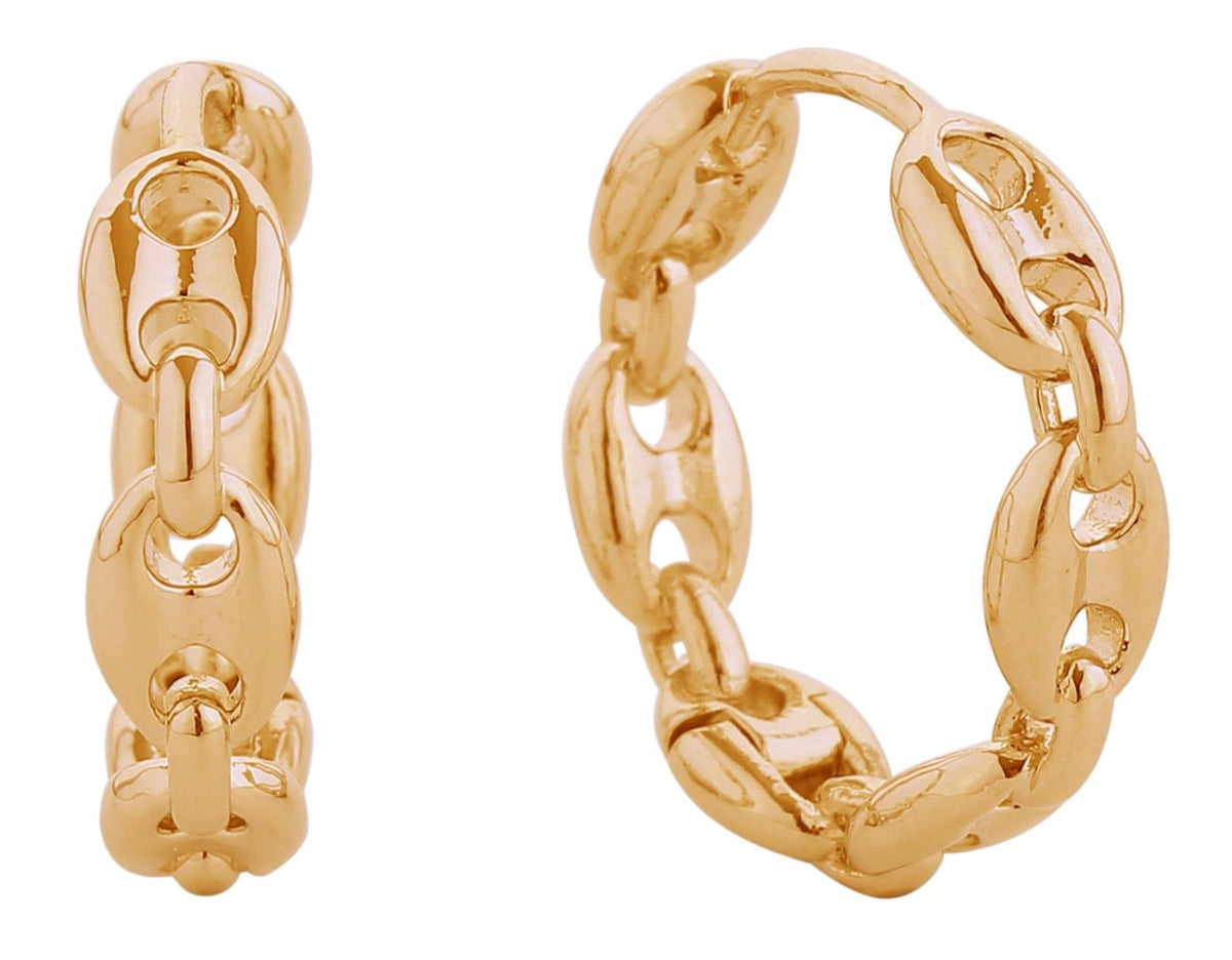 SJE311002 14K Farandole Link Huggie Hoop Earrings - MiMi Wholesale