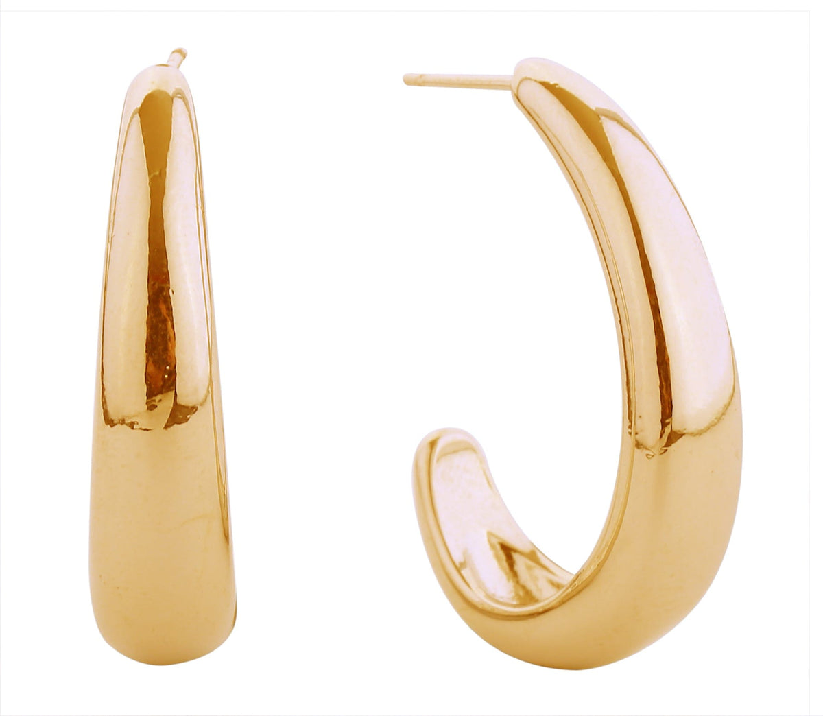 SJE311013 14K Smooth Curve Post Earrings - MiMi Wholesale